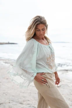 Pantalon Agar Bordado Sand