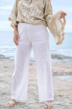 Pantalon Agar Bordado White