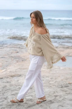 Pantalon Agar Bordado White