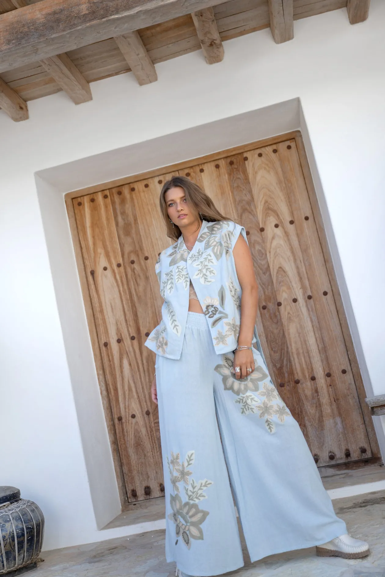 Pantalon Vena Floral Pale blue