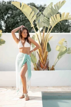 Pareo Aine Lurex White/Aqua