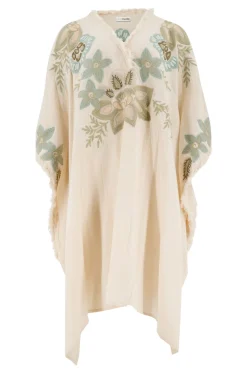 Poncho Alanza Floral Ivory