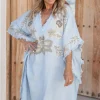 Poncho Alanza Floral Pale blue