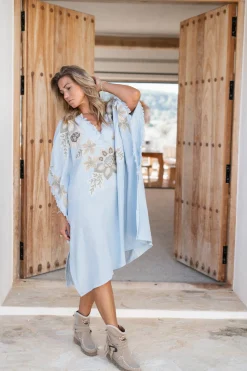 Poncho Alanza Floral Pale blue
