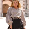 Puffsleeve Blouse Espanola Light Taupe Plain