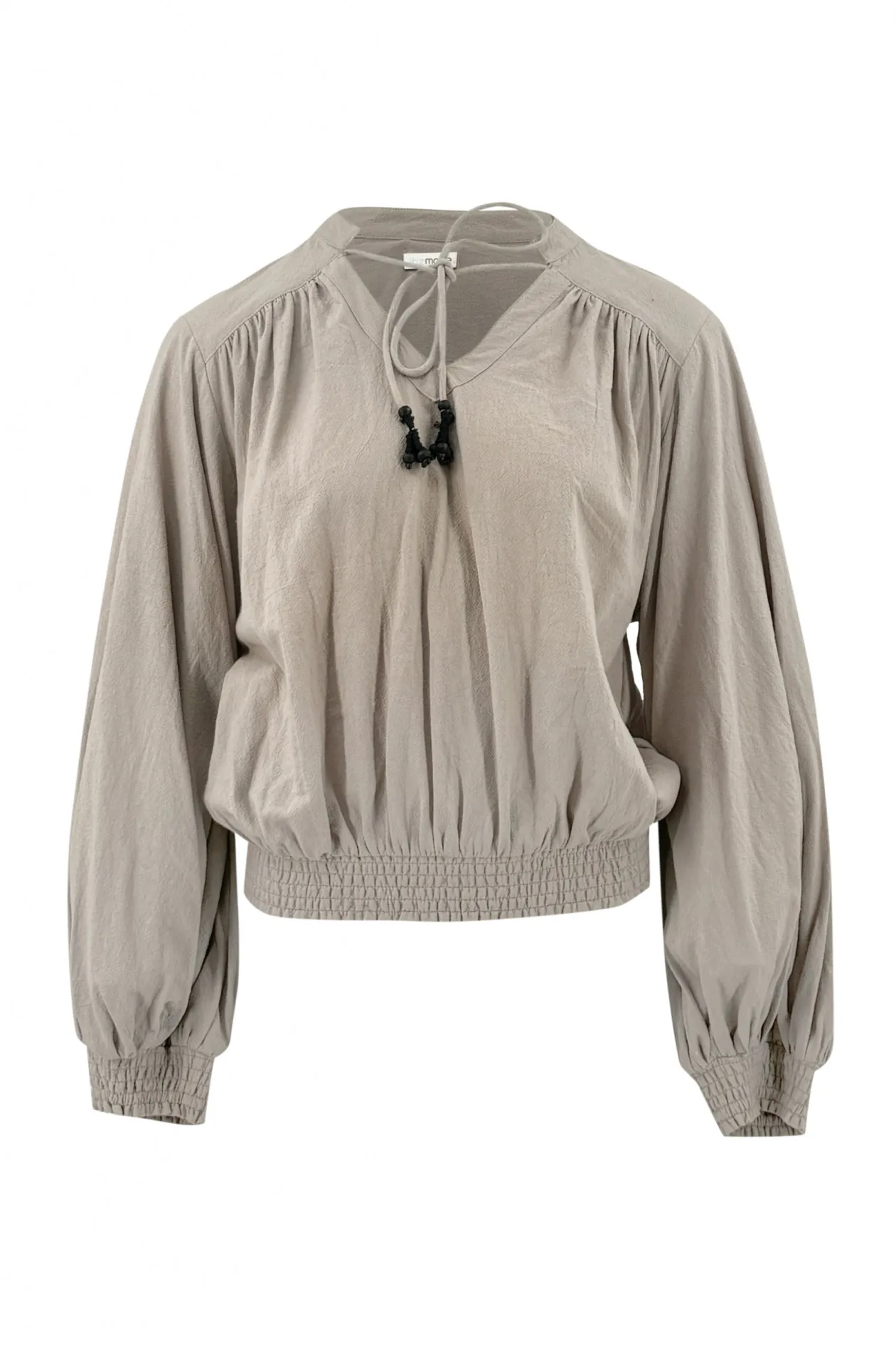 Puffsleeve Blouse Espanola Light Taupe Plain