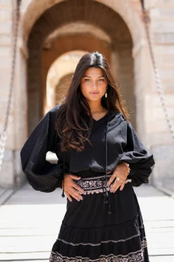 Puffsleeve Blouse Espanola Black Plain