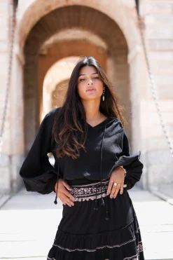 Puffsleeve Blouse Espanola Black Plain