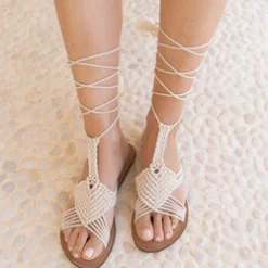 Sandals Wrap Crochet Ivoor