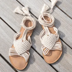 Sandals Wrap Crochet Ivoor