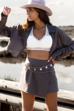 Seth cropped blouse Dark Taupe