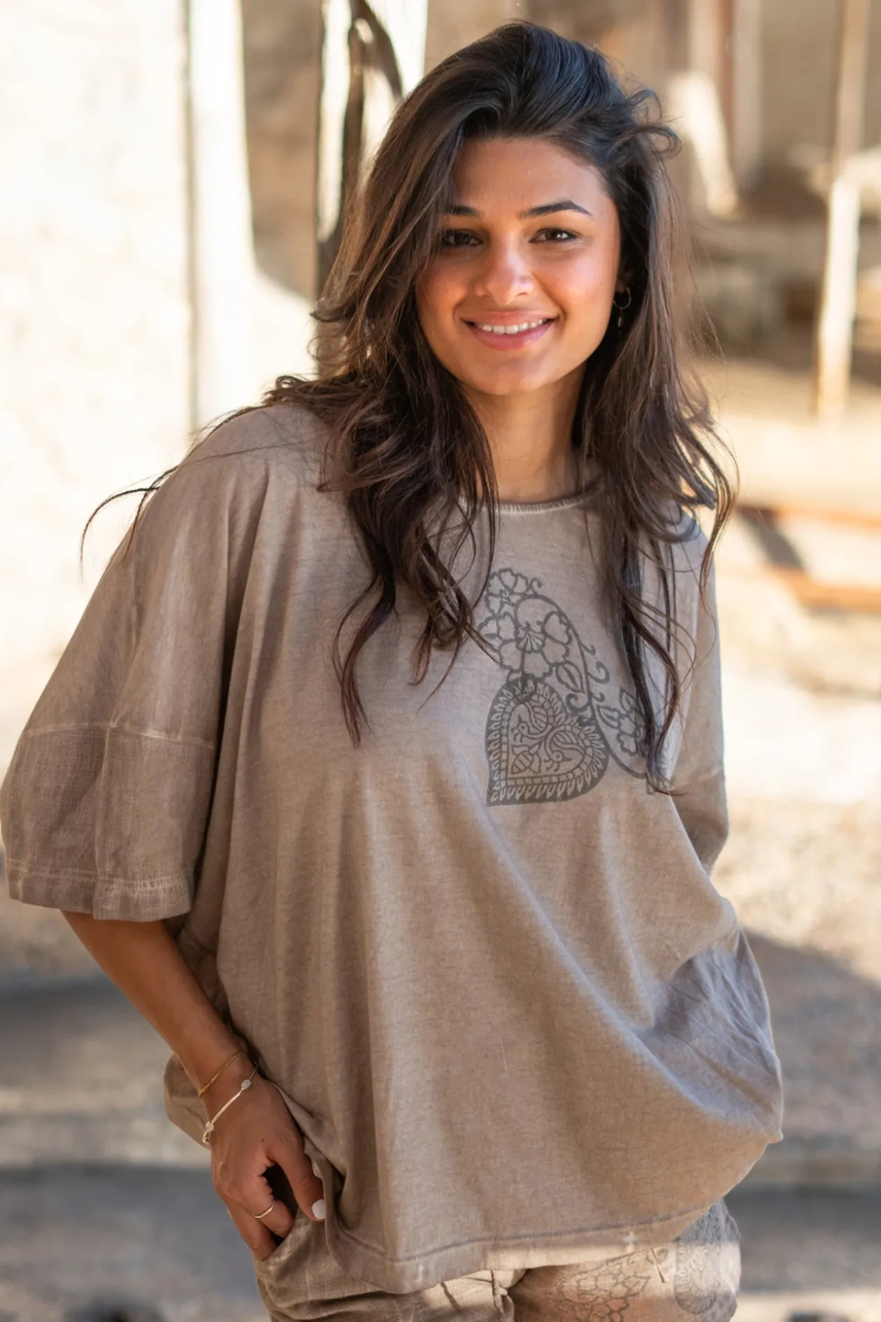 Shirt Square Jersey Taupe