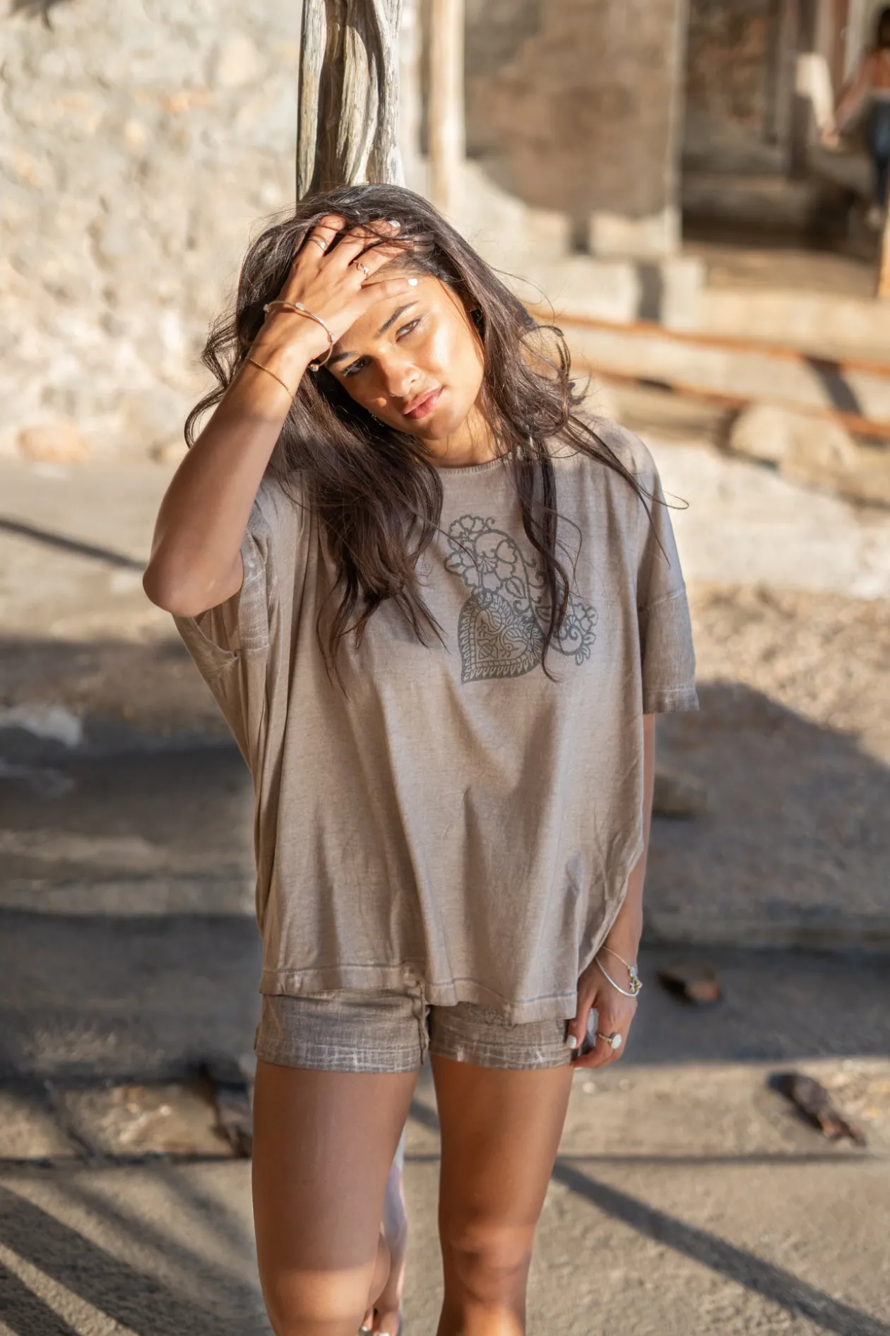 Shirt Square Jersey Taupe