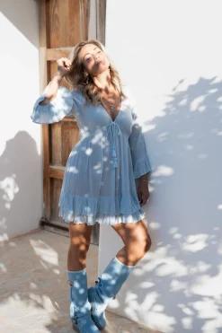 Short Dress Dantae Flower Pale blue