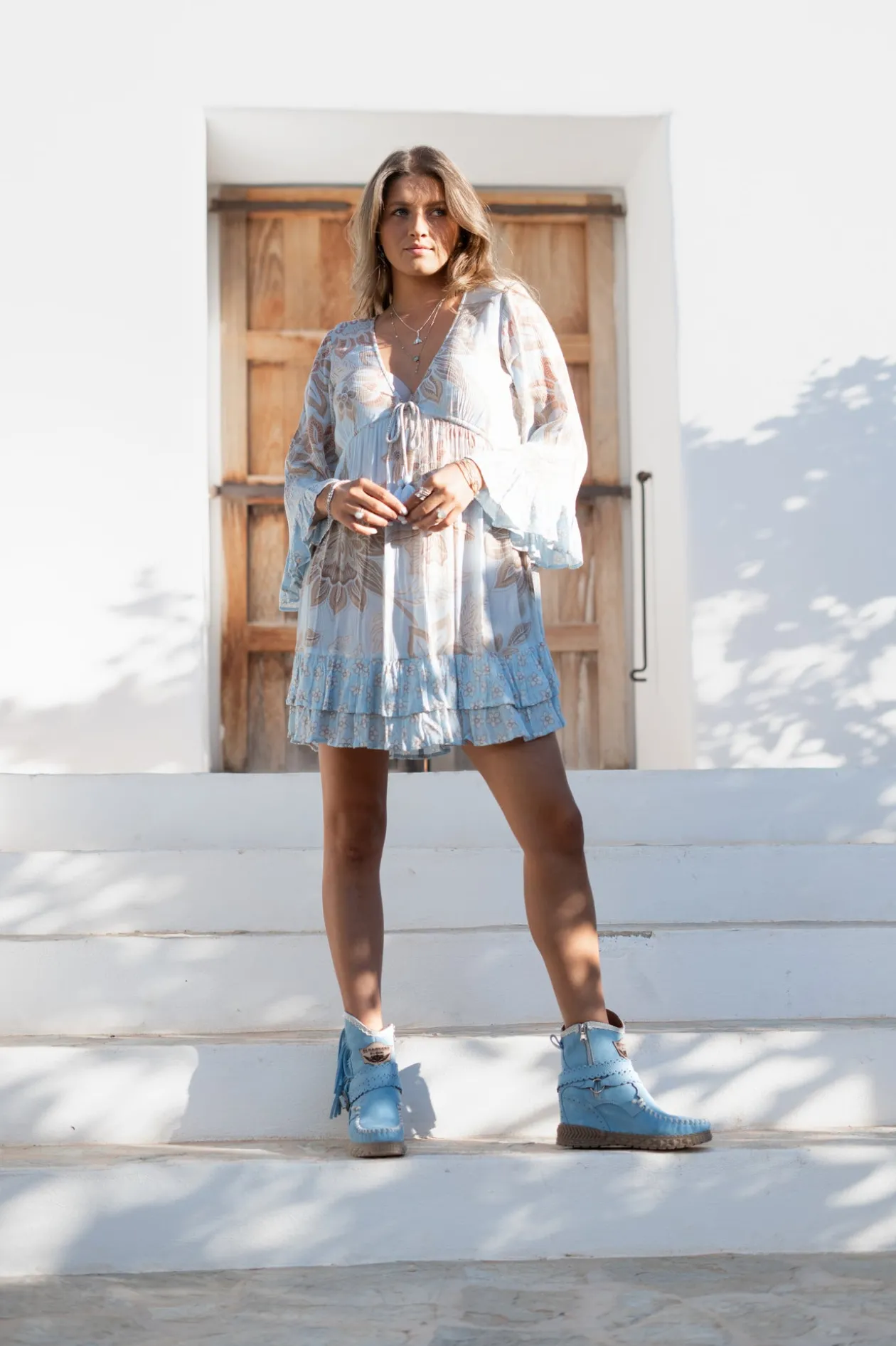 Short Dress Dantae Flower Pale blue print