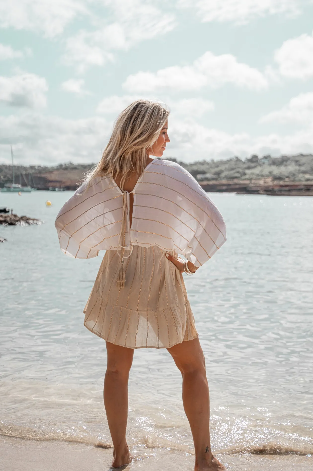 Short Dress Emilia White/ sand