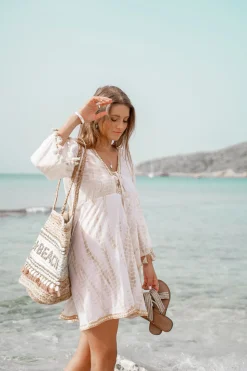 Short Dress Inessa Tie Dye White/ taupe