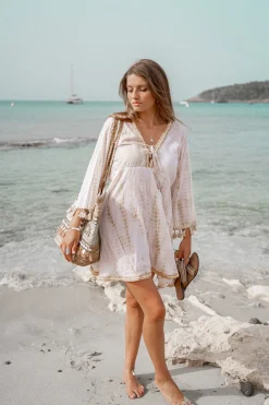 Short Dress Inessa Tie Dye White/ taupe