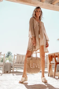 Short Dress Inessa Tie Dye Taupe