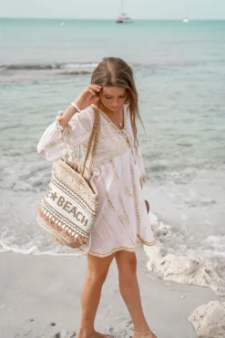 Short Dress Inessa Tie Dye White/ taupe