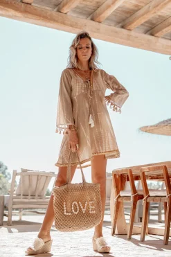 Short Dress Inessa Tie Dye Taupe