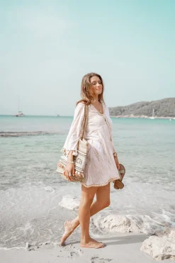 Short Dress Inessa Tie Dye White/ taupe