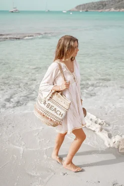 Short Dress Inessa Tie Dye White/ taupe