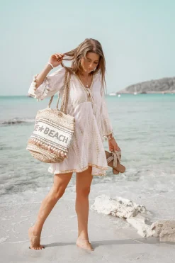 Short Dress Inessa Tie Dye White/ taupe