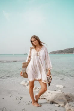 Short Dress Inessa Tie Dye White/ taupe