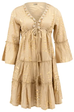 Short Dress Leafy Sand