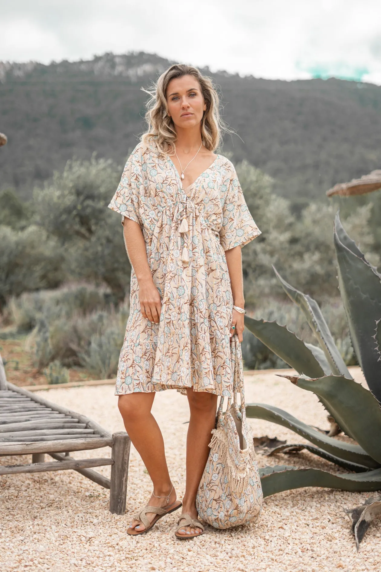 Short Dress Mio Flower Sand