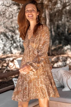Short Dress Mio Paisley Taupe