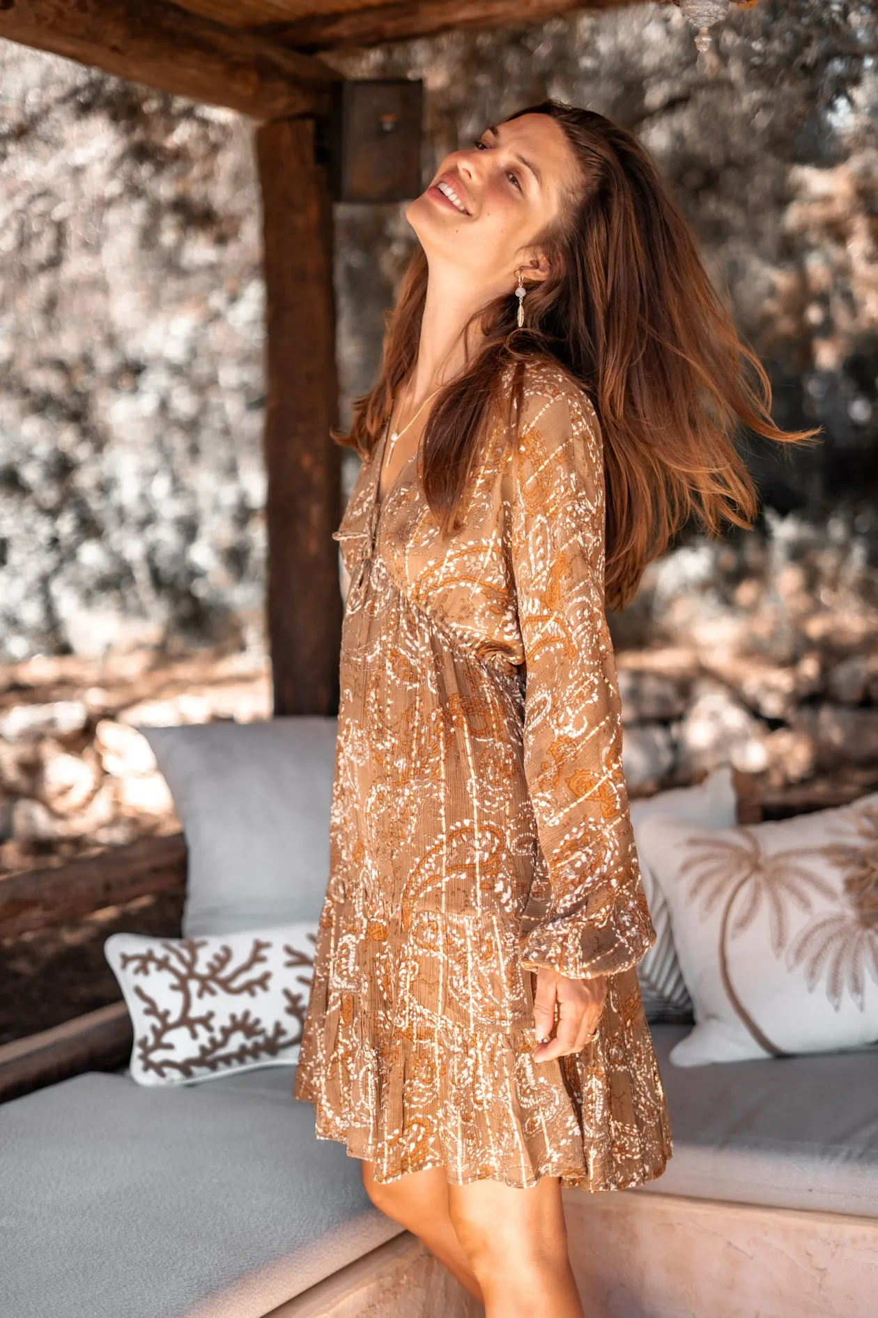 Short Dress Mio Paisley Taupe
