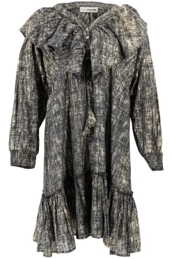 Short Dress Ruffle Sparkle Black Gold