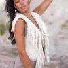Short Fringe Gilet Esthetica Ecru