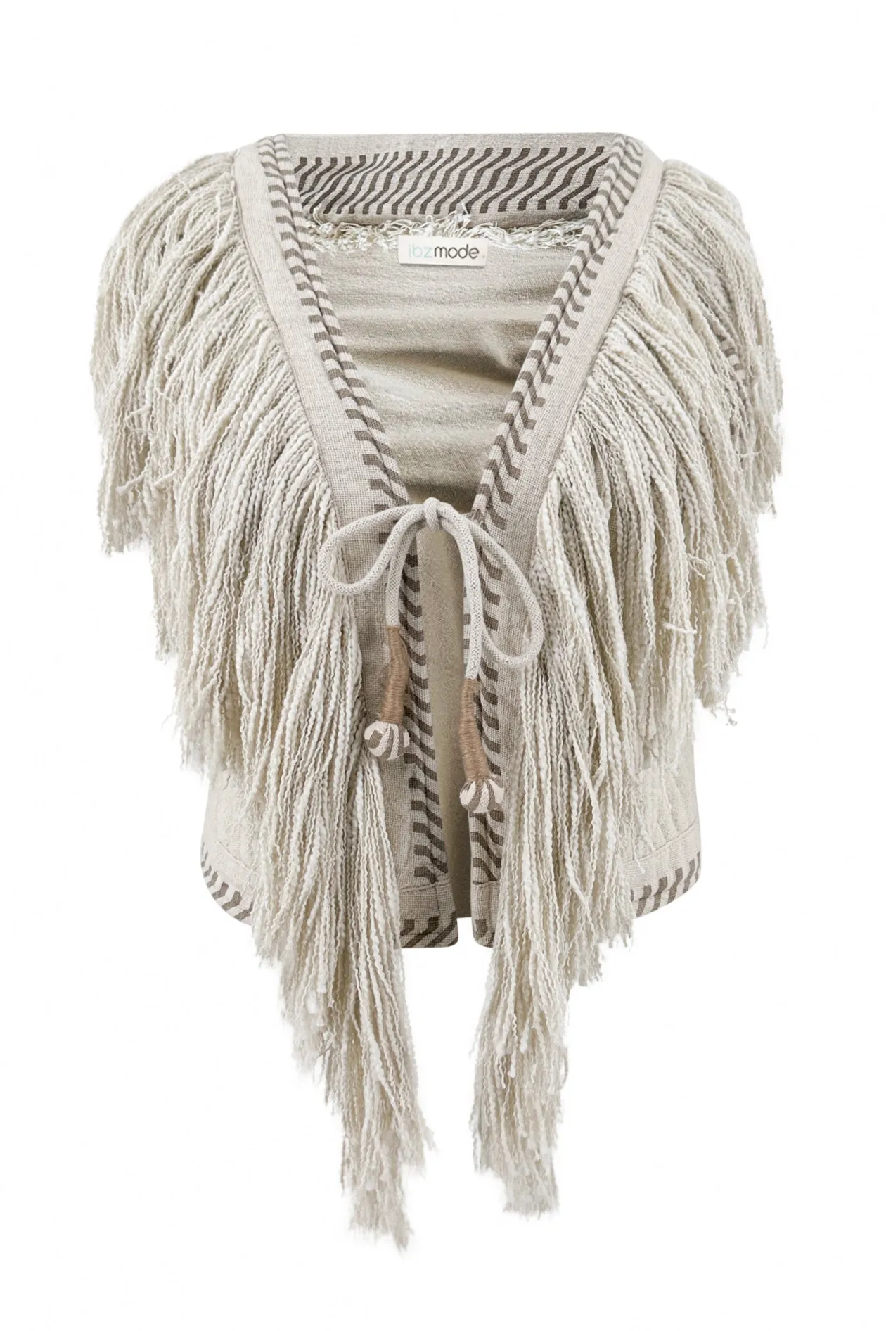 Short Fringe Gilet Esthetica Ecru
