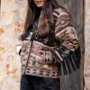Short Fringe Jacket Nomad Brown