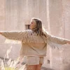 Short Fringe Jacket Nomad Combi Light Sand Plain