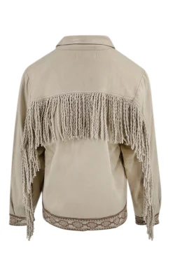 Short Fringe Jacket Nomad Combi Light Sand