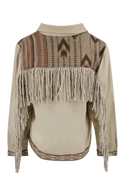 Short Fringe Jacket Nomad Combi Light Sand Plain