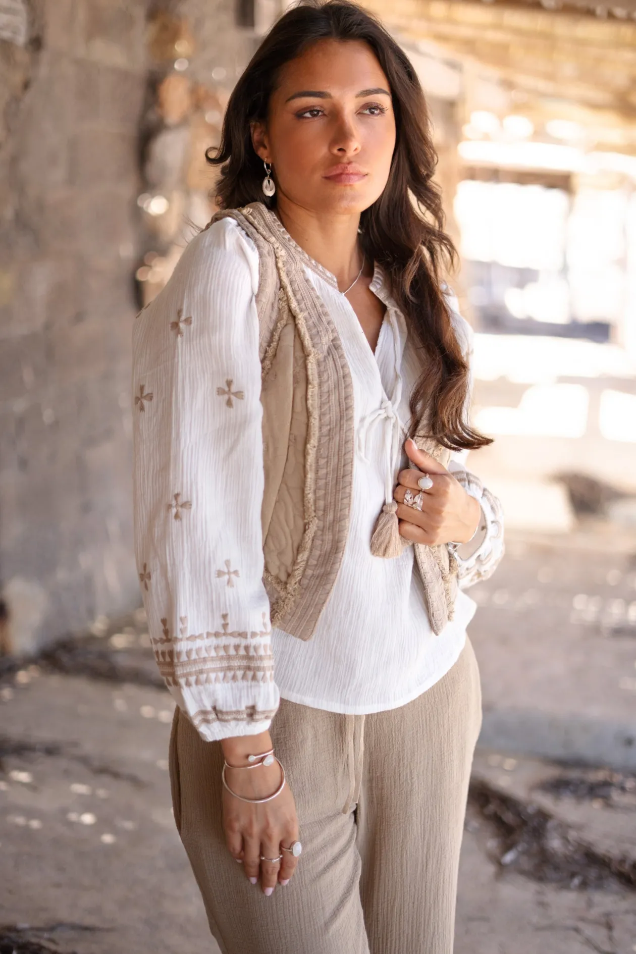 Short Gilet Sonrisa Taupe