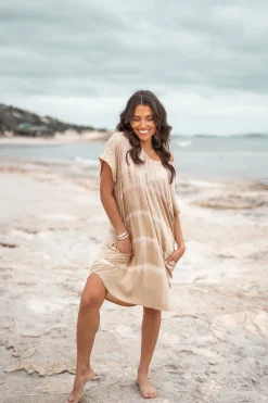 Short Kaftan Noa Tie Dye Sand/Beige