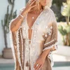 Short Kimono Aine Lurex Beige/Brown