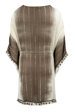 Short Kimono Aine Lurex Beige/Brown