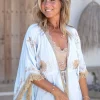 Short Kimono Fringe Fresco Pale Blue