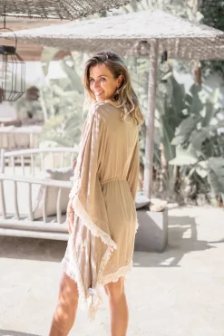 Short Kimono Fringe Kyra Powder