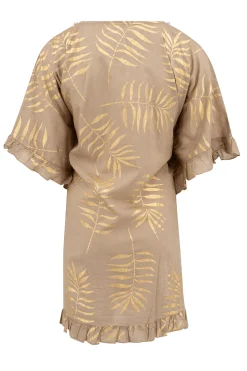 Short Kimono Leafy Taupe