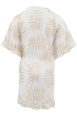 Short Kimono Leafy White