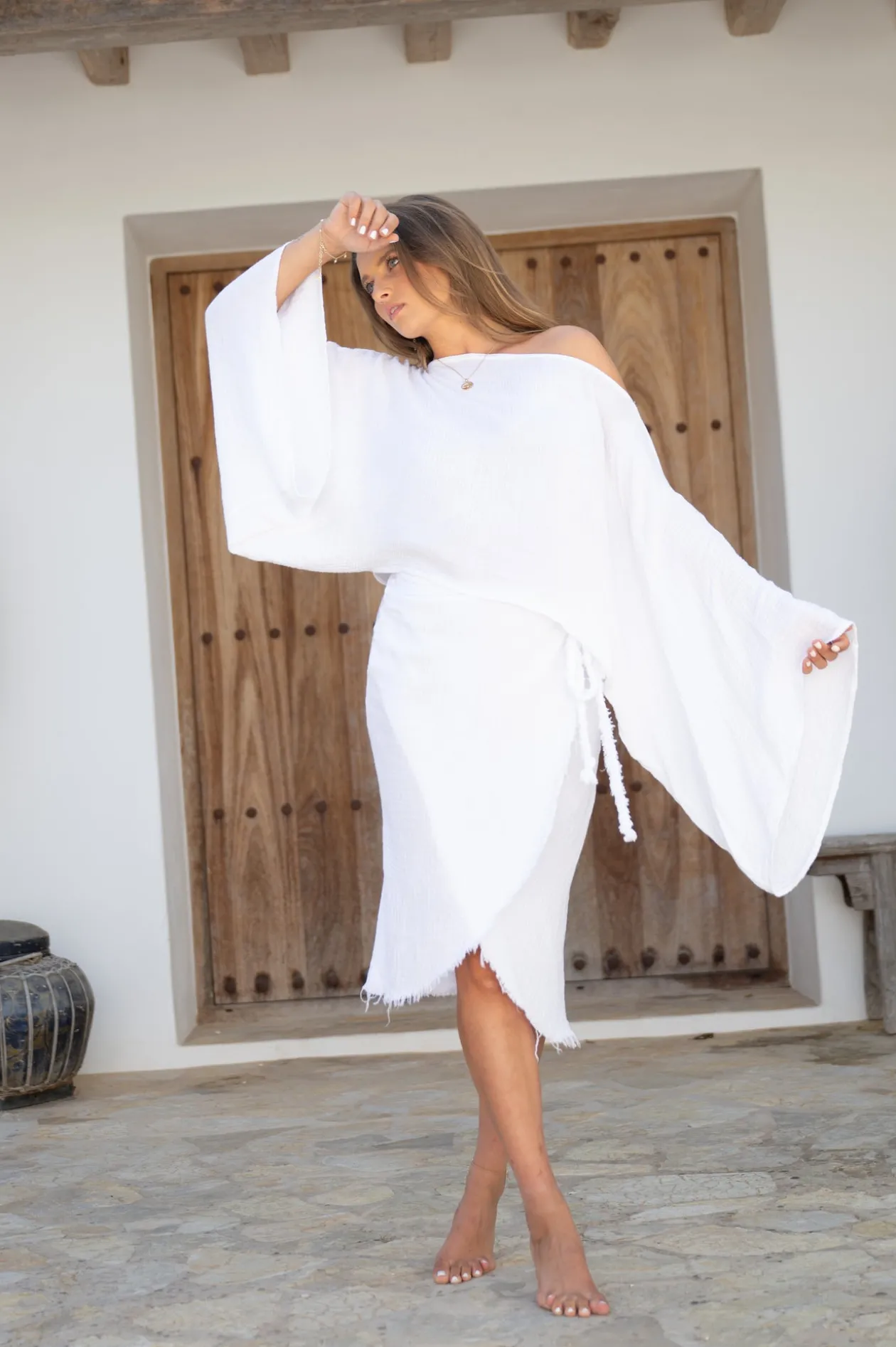 Skirt Wide Linen White