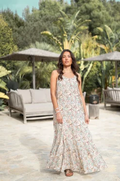 Strap Dress Madia Flower Sand
